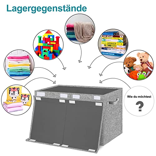 VERONLY Aufbewahrungsbox Spielzeugkiste mit Deckel Kinder - Aufbewahrungsboxen 83L Faltbar Aufbewahrung mit Griffen Groß für Kinderzimmer Kleidung Bücher Schlafzimmer(Hellgrau)