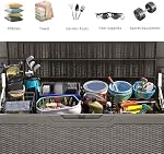 YITAHOME 100 Gallon Large Resin Deck Box Outdoor Storage Boxes for Patio Furniture, Outdoor Cushions, Garden Tools and Pool Supplies-Waterproof,Lockable (Taupe)