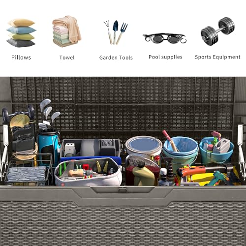 YITAHOME 100 Gallon Large Deck Box, Outdoor Resin Storage Boxes for Patio Furniture, Outdoor Cushions, Garden Tools, Water Resistant and Lockable by YITAHOME - Image 4