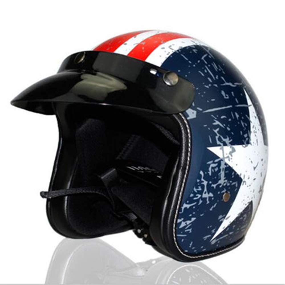 Retro Jet Cascos Motocicleta, Media Abierto Cascos, Harley Media Abierto Helmet, Incluye Visera, para Mofa Crash Cruiser Scooter Biker Racing, ECE Homologado