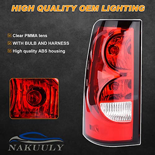 Nakuuly Tail Lights Rear Lamp Compatible With 2003-2006 Chevy Silverado 1500 2500 3500 1500Hd 2500Hd 2007 Classic Driver And Passenger Side Taillights Brake Signal Assembly With Bulb And Harness #TOP6