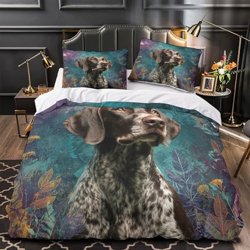 Housse de couette super king motif chien fermeture éclair invisible