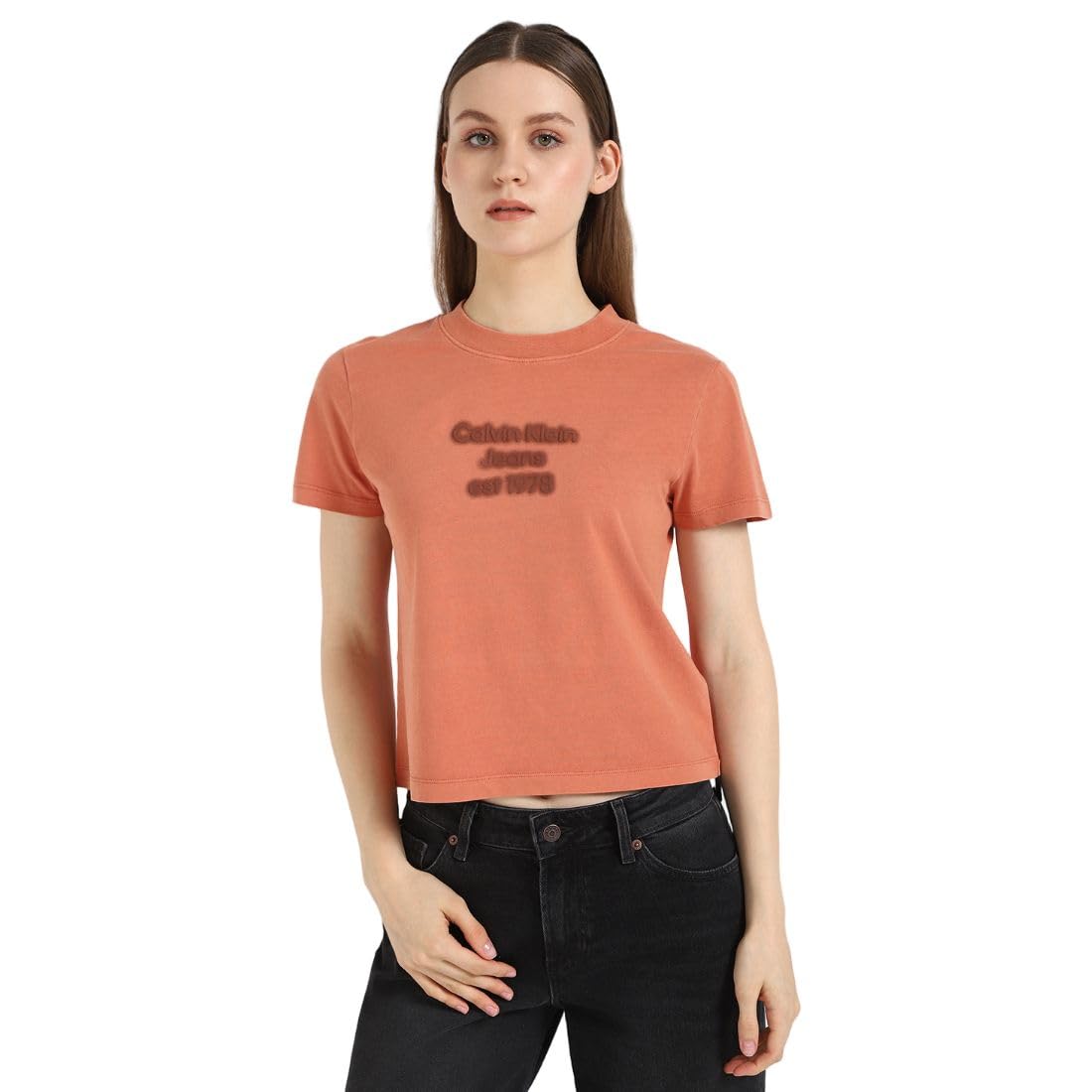 WASHED PUFF PRINT BABY TEE Tişört Kadın