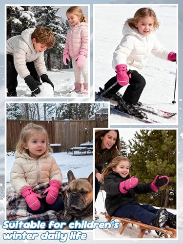 image for Wenouy Toddler Mittens Kids Snow Ski Mitten Baby Fleece Warm Waterproo