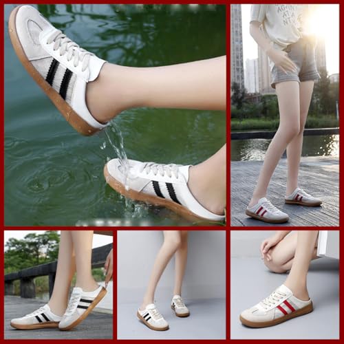 Women’s Fashion Mesh Walking Shoes Breathable Contrast Lace-Up or Slip-On Sneakers, Comfortable Backless Casual Sports Shoes with Round Toe for Everyday Wear3