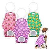 Docuwee Dog Diapers Sanitary Panties with Adjustable Suspender 3 Pack Washable Reusable Dog Period Panties Pet Underwear Diaper Jumpsuits for Female Dogs in Heat Period, Large, FM011, Pink Blue Green