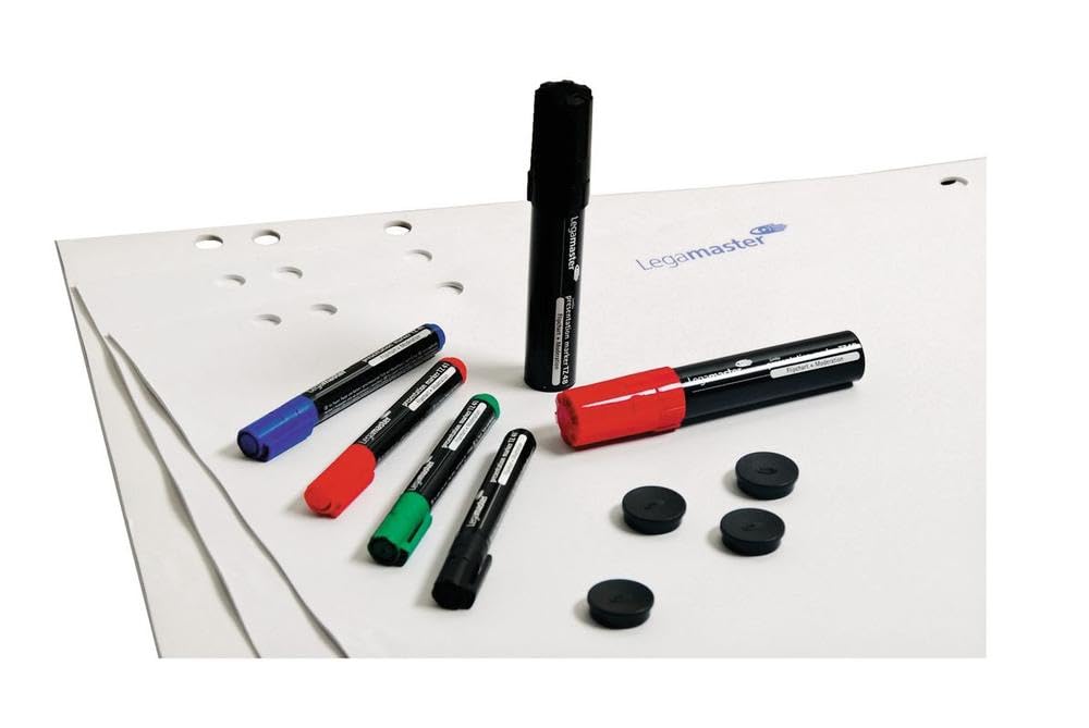 Legamaster 7-124900 Flipchart Starter Kit, Zubehörset mit Flipchartpapier, Markern und Magneten