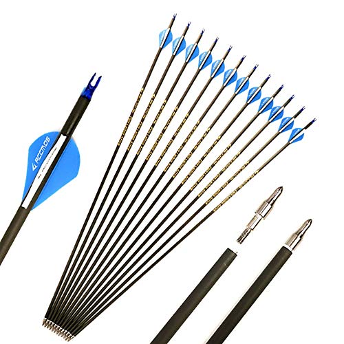 ACCMOS 350 Spine Arrow 31 h Arrow Target Practice Arrow Hunting Arrow Carbon Arrows Compound Bow Recurve Bow Adult Youth Archery Indoor Outdoor Shooting Field Tip