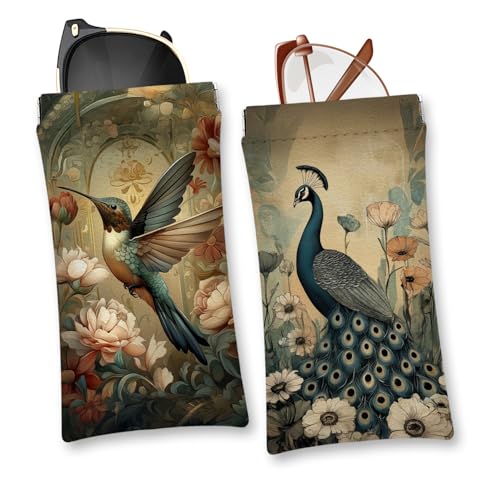 Image of Eyeglasses Sunglasses Case PU Soft Squeeze Top Glasses Pouch for Women Men,Animal Pattern Portable Anti Scratch