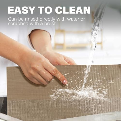 Image of YELONA Placemats Set of 4, Heat-Resistant Woven Vinyl Table Mats, Non-Slip & Washable Dining Tablemats for Kitchen & Dinner Decor, Peanut Brown (45cm x 30cm)