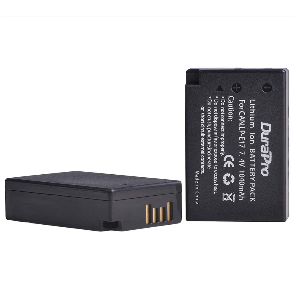 DuraPro Lot 2 Batteries LP-E17 + Double Chargeur LCD USB-C – Compatible Canon EOS 200D 750D 800D M50 Etc.