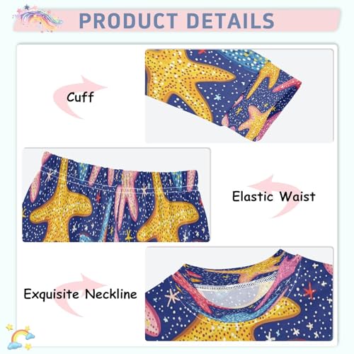 Pajama Sets Long Sleeve Colorful Starfish Soft Comfy Sleepwear 2 Piece PJS 3-8T4