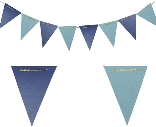 Miniatura 7 de Banderín de doble cara verde oscuro y amarillo con purpurina de 20 pies banderines triangulares de papel suministros de decoración para fiestas