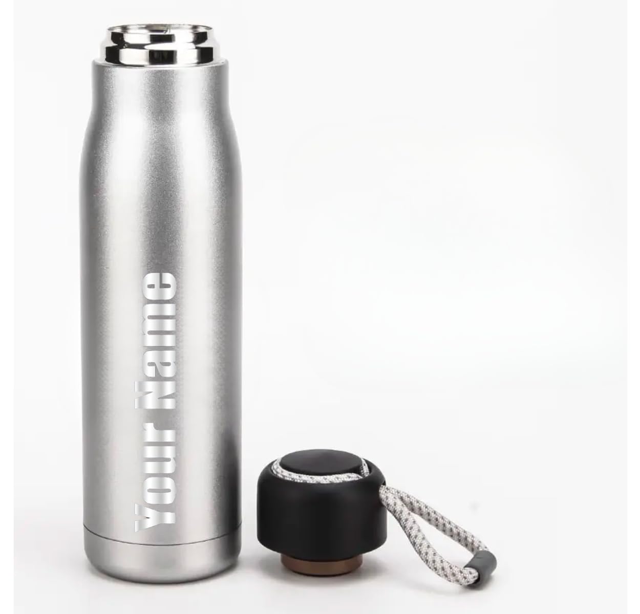 Incrizma Personalized Insulated Water Bottle Stainless Steel Double Wall Vacuum Elemental Bottle for Employee, Staff Appreciation, Recognition, Birthday, Valentine Gift (Silver Flask - 550 ml)