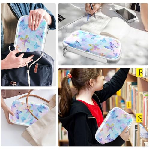 Image of Colorful Butterflies Pencil Bag Case Zipper Pencil Holder Organizer Stationary Pen Bag Cosmetic Makeup Bag Pouch Purse for School Office Supplies