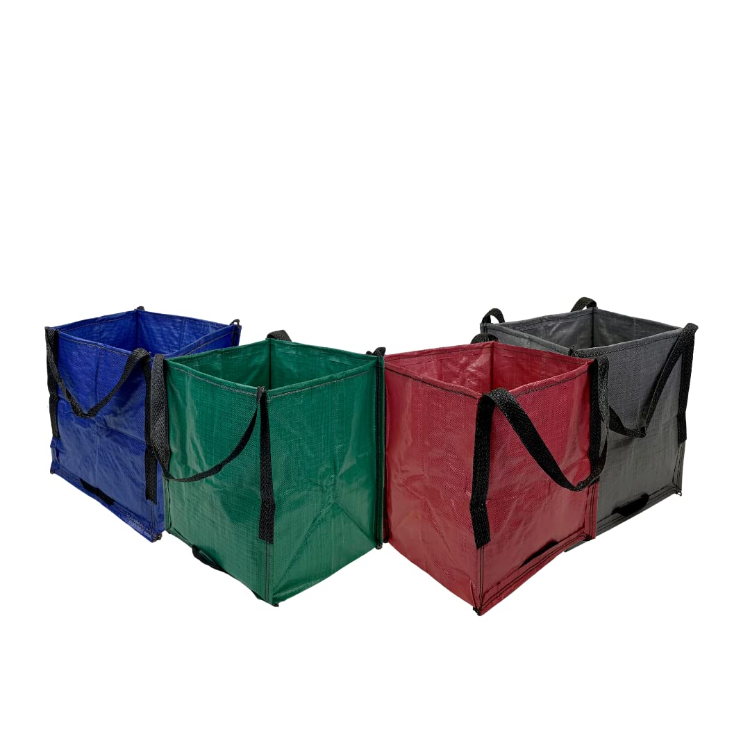 DURASACK Heavy Duty Storage Tote Bag 22-Gallon Rugged Woven Polypropylene Moving Bag, Reusable Self-Standing Design, Holds up to 500 Pounds, Pack of 4, Multicolored (similar to stock photo)