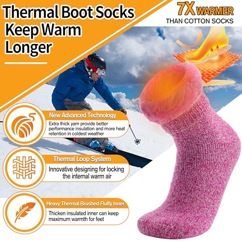 3 Pairs Warm Thermal Socks for Women & Men Winter Ski Thick Boot Insulated Socks for Cold Weather2