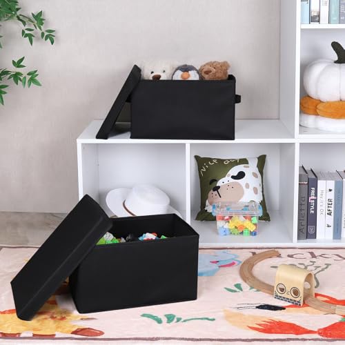 Image of WUIKE Storage Boxes with Lids, Decorative Boxes, Black, Large, 3-Pack