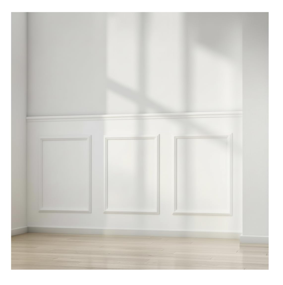 Crown Cut Dado Style Wall Panelling Kit, 3 Rectangle Frames, 42cm x 70cm, 2m Rail, Wood Finish, Includes Adhesive and Instructions CC4