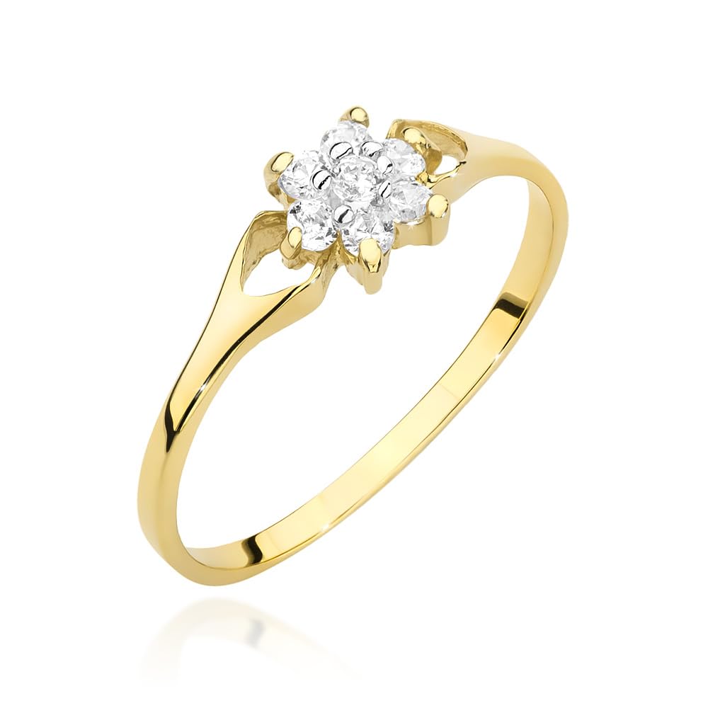 MARKO Damenring aus 8 Karat (333) Echtgold – Feiner Goldring mit weißem, blauem oder hellblauem Stein