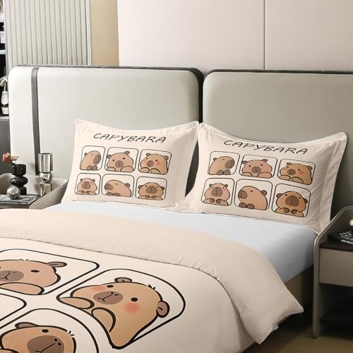 Sets de Housses de Couettes Capybara Coton 220x240 Couvre Lit Rustique - 4