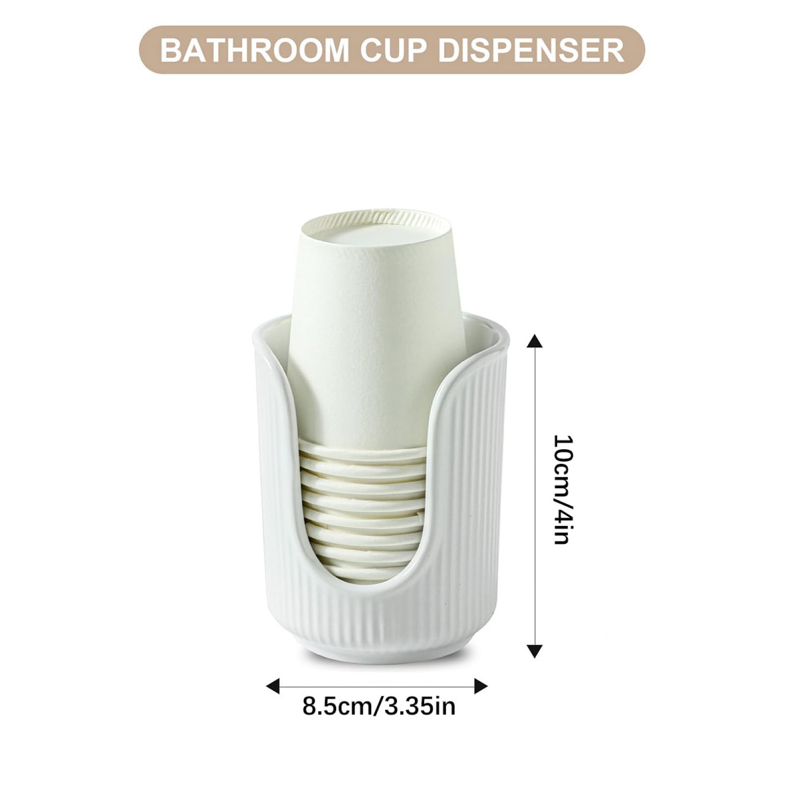 Bathroom Cup Dispenser with Stylish Vertical Stripes - Mouthwash Cup Holder Holds 3-4oz Paper Cups for Rinsing Cups on Bathroom Vanity Countertops (Cups Not Included) (1PCS Single Tube Color 2)