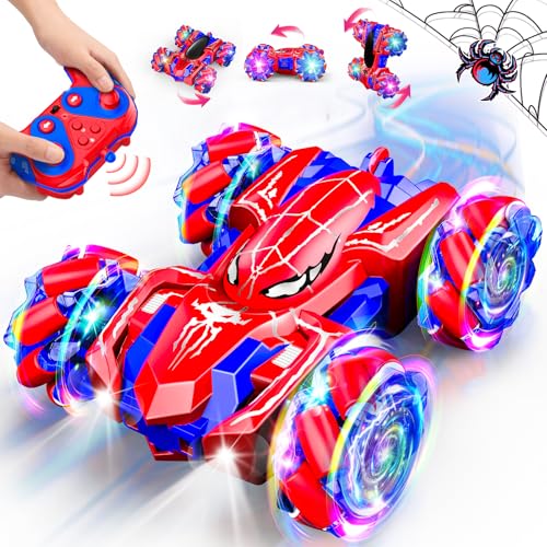 Double Sided Remote Control Car for Boys 4-7, 360° Rotating 2.4GHz Fast Stunt Rechargeable 4WD RC Car Toys for Boys 4-6 5-7 8-13 Outdoor Birthday Xmas Halloween Easter Basket Stuffers Gifts for Kids