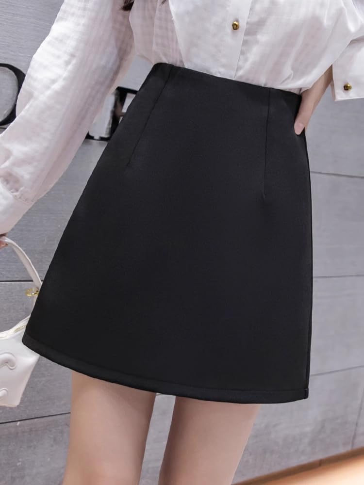 LIXINGHEITANG Womens Short Skirt Spring and Summer Waist onestep Black Slim Professional Suit