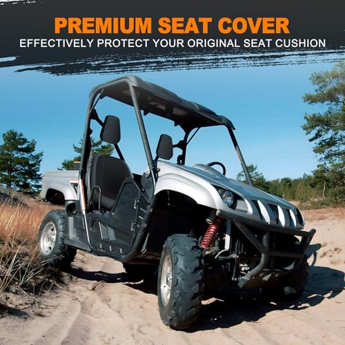 Image of BORDAN UTV Seat Cover for 2004-2021 Yamaha Rhino 700 660 450, Heavy Duty 1680D Waterproof Full Protection Outdoor Seat Cover Set(4 PCS)