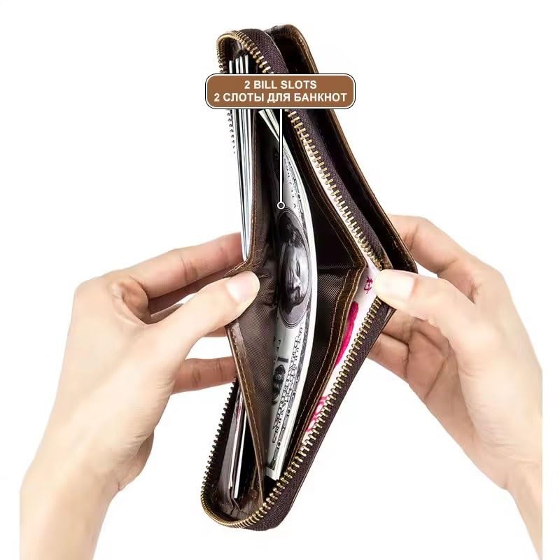 Genuine Leather Men Short Wallets Male Card Holder Mini Money Bag for Male Coin Purse Slim Card Holder Clutch(Dark brown)3