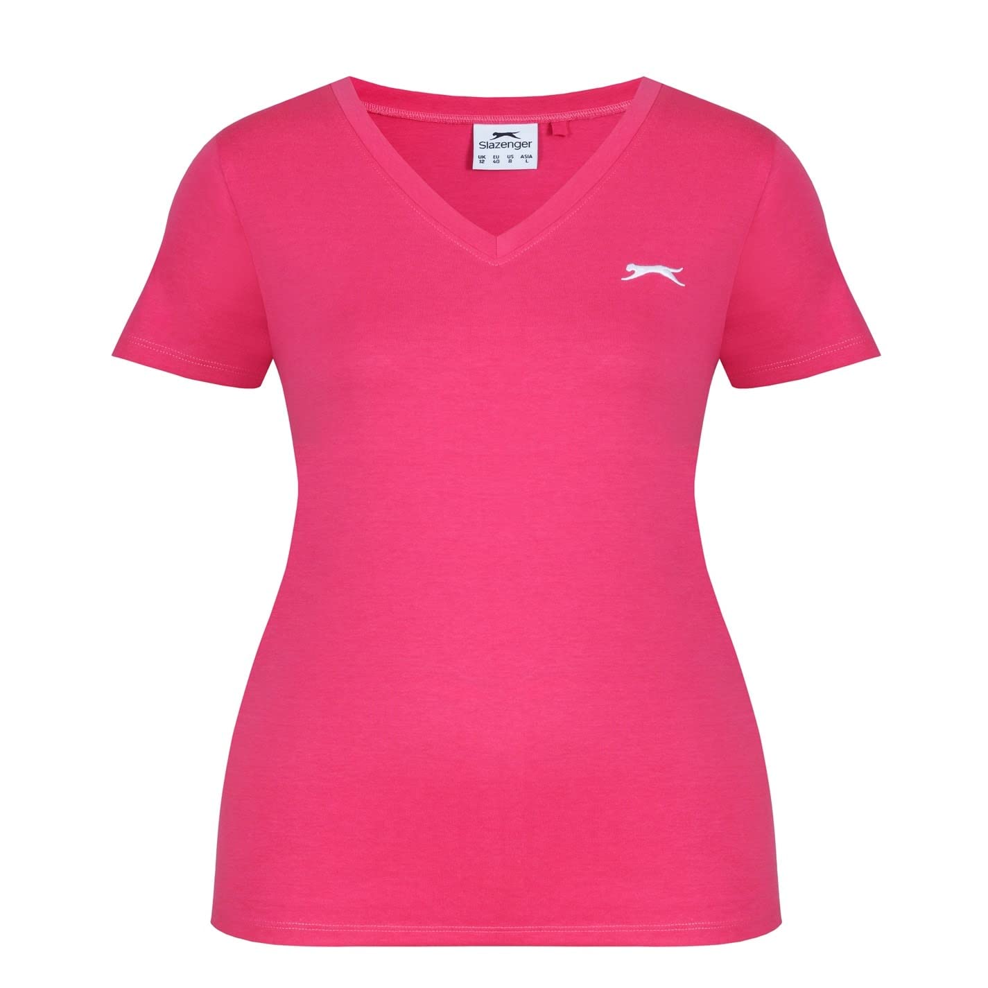 Slazenger Womens V Neck T-Shirt Bright Pink XXL