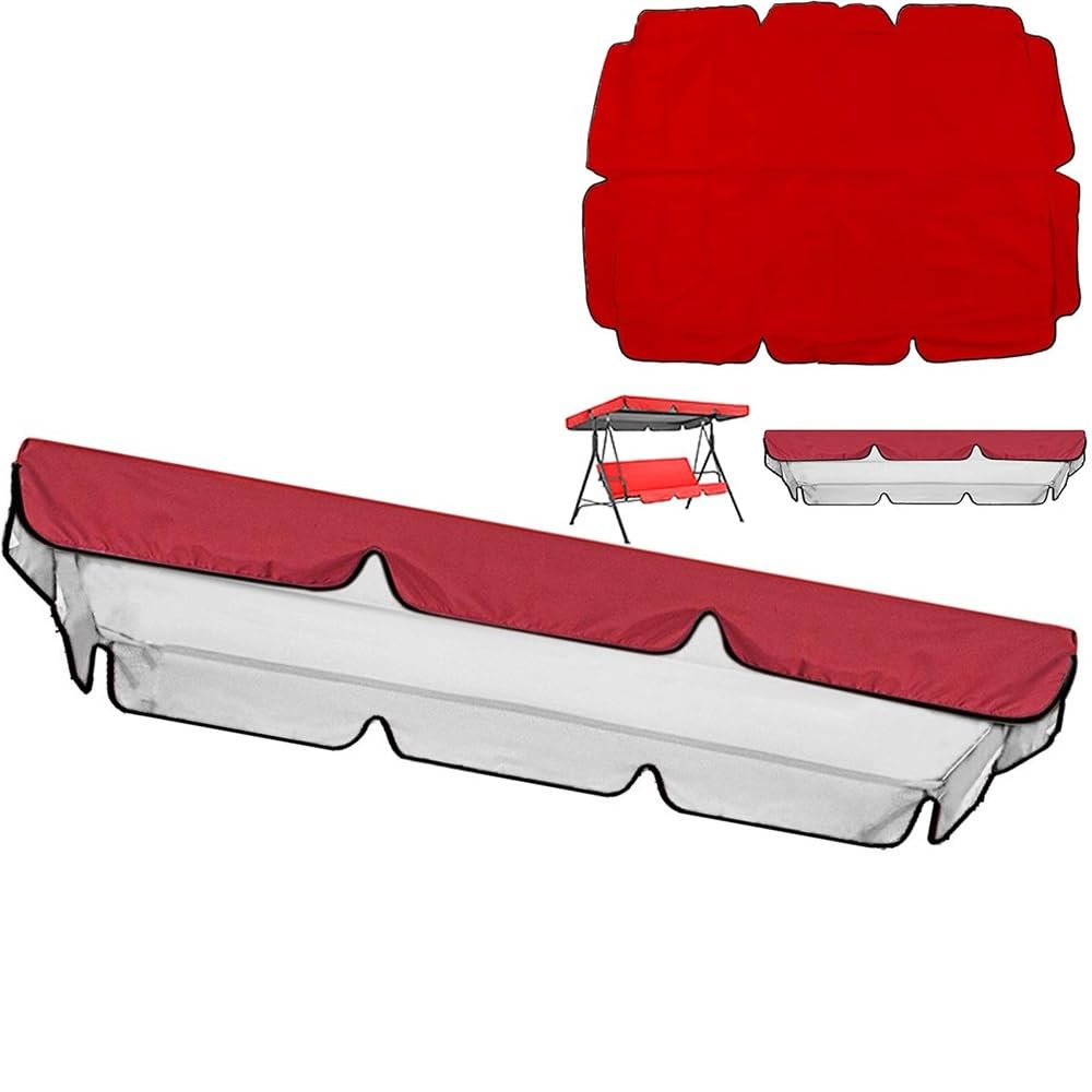 Swing Canopy Replacement Cover For Porch Swing Chair, 210D Waterproof Sun Shade Garden Hammock Top Cover 2/3 Seater Yard Park Patio Swings(Red,82.6x57in-210x145cm)