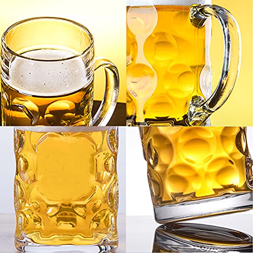Glass Beer Stein Mugs Jumbo Mugs,German Glass Beer Mugs With Handle 1.2Liter,Big Freezable Glass Mugs 40Oz,Extra Large German Beer Glasses,Beer Stein Super Mug Mass Mugs Bpa Free,Dishwasher Safe 2Pack #TOP2