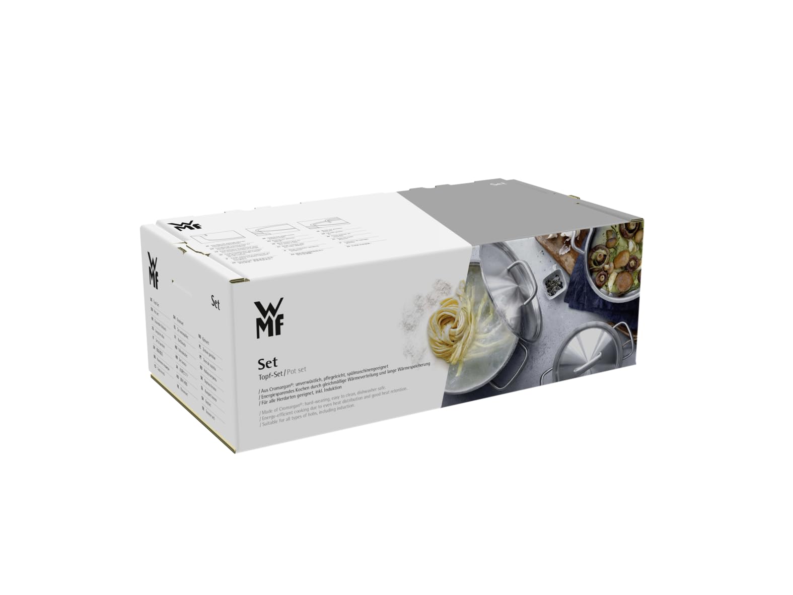 WMF Diadem Plus - Batería de Cocina 6 Piezas, 3 Cacerolas Altas de 16 cm, 20 cm y 24 cm con 3 Tapas de Cristal, Acero Inoxidable Cromargan Apto para Inducción