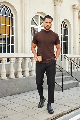 Image of COOFANDY Mens Mock Turtleneck Shirts Casual Premium Cotton Short Sleeve Shirt Basic Half Neck T-Shirts