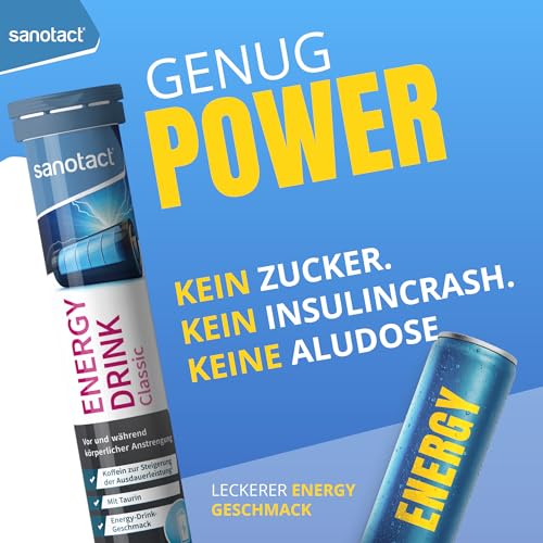 sanotact Energy Drink (20 Brausetabletten) • Taurin + Koffein + B Vitamine • Zucker- & kalorienfrei • zur Steigerung der Ausdauerleistung • Energy-Drink-Geschmack – Bild 3