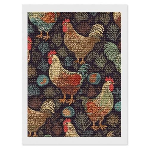 Kit d'art diamant pour adultes motif poulet broderie diamant ronde