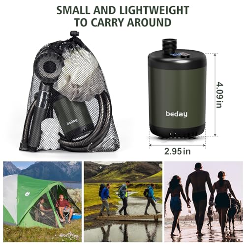 Bomba de ducha portátil para camping, kit de bomba con batería recargable de 7800mAh, para viaje, camping, duchas en tiendas y limpieza de mascotas, con pantalla de temperatura de agua miniatura 7