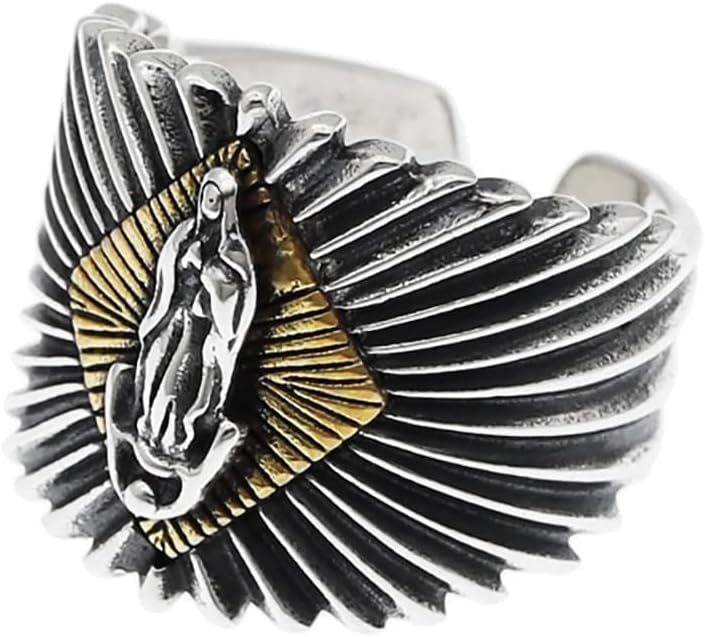 Lady of Guadalupe Ring For Men Women, Vintage Gothic Virgin Mary Wide Cool Punk Ring, Adjustable Oxidized Protection Statement Biker Ring, Open Virgin Mary Blessed Ring Jewelry Gifts for Men