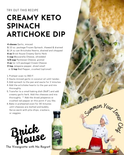 Creamy Garlic Herb Sugar Free Salad Dressing With Organic Stevia Leaves. A Light Ranch Dressing Alternative! Low Sodium, Paleo, Low Carb Keto Salad Dressing & Marinade By Brick House Vinaigrettes. #TOP4