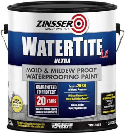 Zinsser 270267 WaterTite LX Ultra Waterproofing Paint, Gallon, White