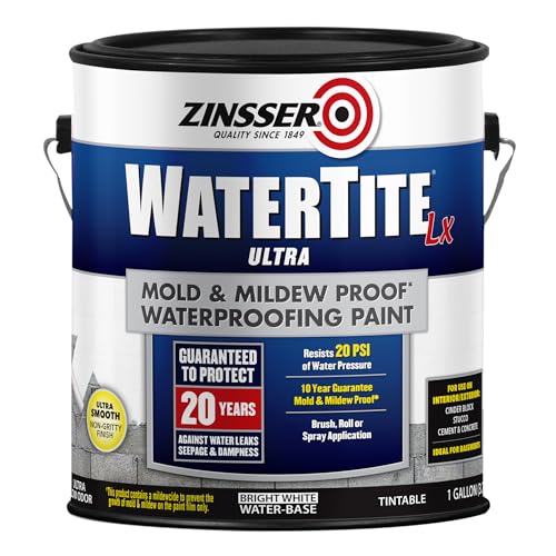 Zinsser 270267 WaterTite LX Ultra Waterproofing Paint, Gallon, White