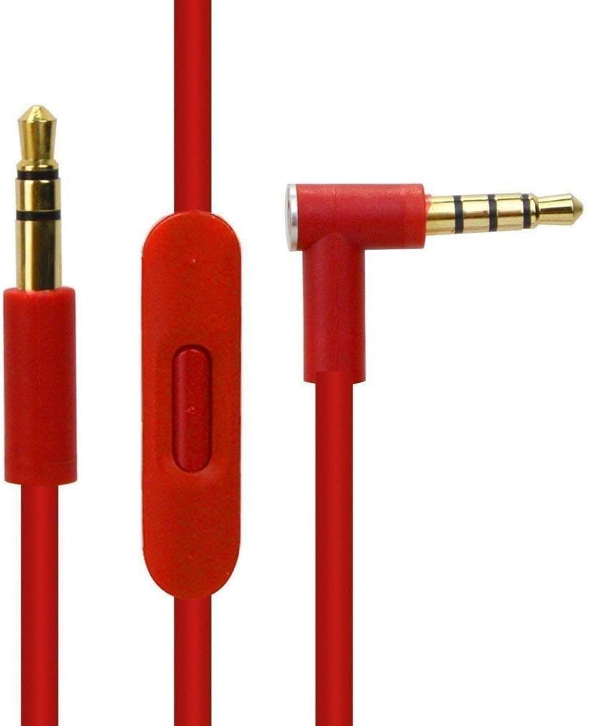 Replacement Audio Cable Cord Wire with in-line Mic Audio Extension Cable and Remote Control Compatible with Beats by Dr Dre Headphones Solo/Studio/Pro/Detox/Wireless/Mixr/Executive/Pill (Red) : Electronics