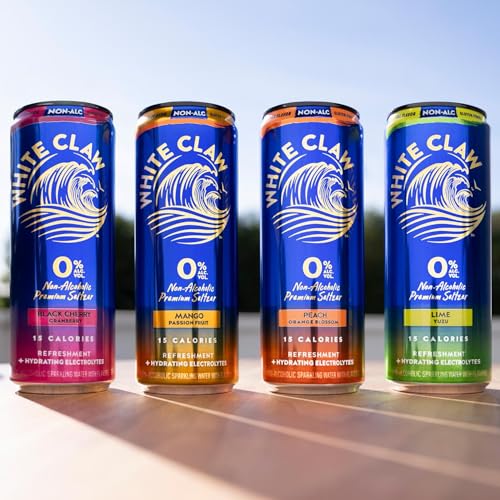 White Claw 4 Pack 0% Alcohol Lime Yuzu Non-Alcoholic Premium Non-Hard Seltzer | 15 Calories, Gluten Free, Hydrating Electrolytes