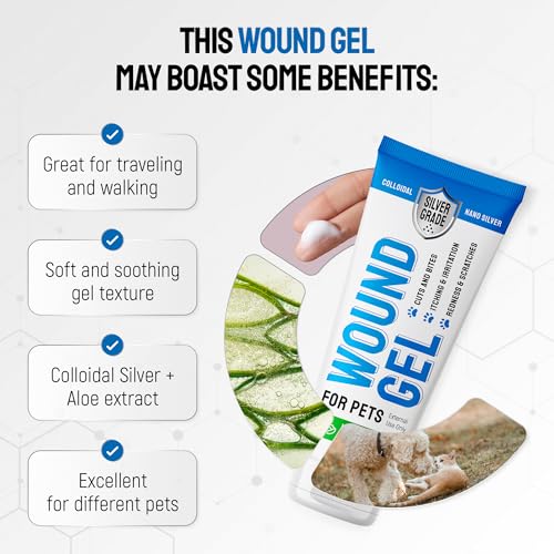 Image of Wound Gel Tube for Pets - Dog Wound Care with Silver & Aloe - Cat & Dog Hot Spot, Scratches, Cuts, Bites Care - Help with Abrasions & Sores in Horses - Safe Breeds - 2 Oz