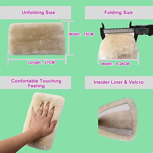 Image of OGLAND 2 Pack Sheepskin Car Seat Belt Cover Pads | Wool Seatbelt Cushions