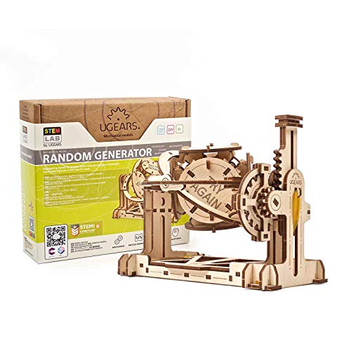 UGEARS STEM Random Generator Model Kit - Creative 3D Wooden Puzzles for Adults, Teens and Children - DIY Mechanical Science Kit for Self Assembly - Educational and Engineering 3D Puzzles with App