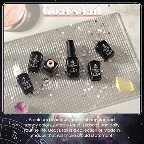 Beetles Gel Nail Polishes- 6 Colors Capricorn Goat's Tail Set, White Nude Gray Pink Glitter Gel Polish Kit Popular Nail Art Design Soak Off Nail Lamp Nail Polish Gel Christmas Nails Art