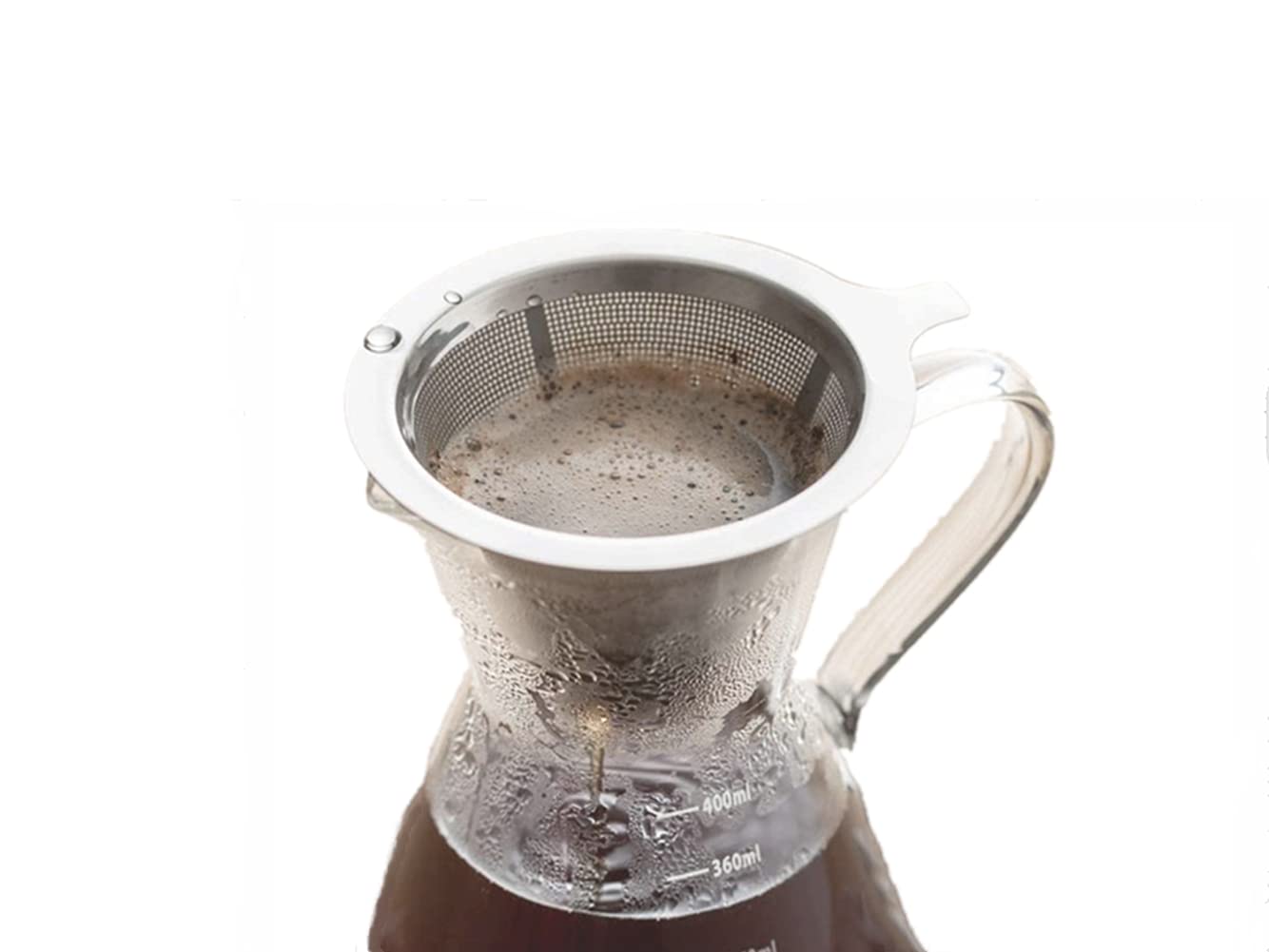 Coffee Filter Reusable Stainless Steel Pour Over Coffee Filter Cup Coffee Dripper Filtering Tool Coffee Strainer forHome Office