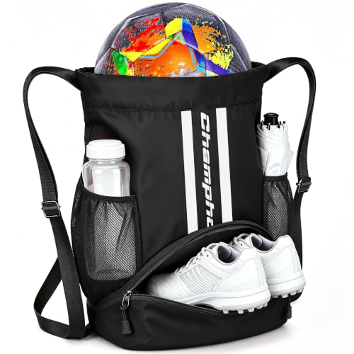 Image of Soccer Bag, Youth Drawstring Backpack for Volleyball Basketball Sports